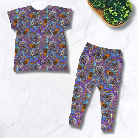 Space Otter Two Piece Sleep Set - Short Sleeve or Long Sleeve