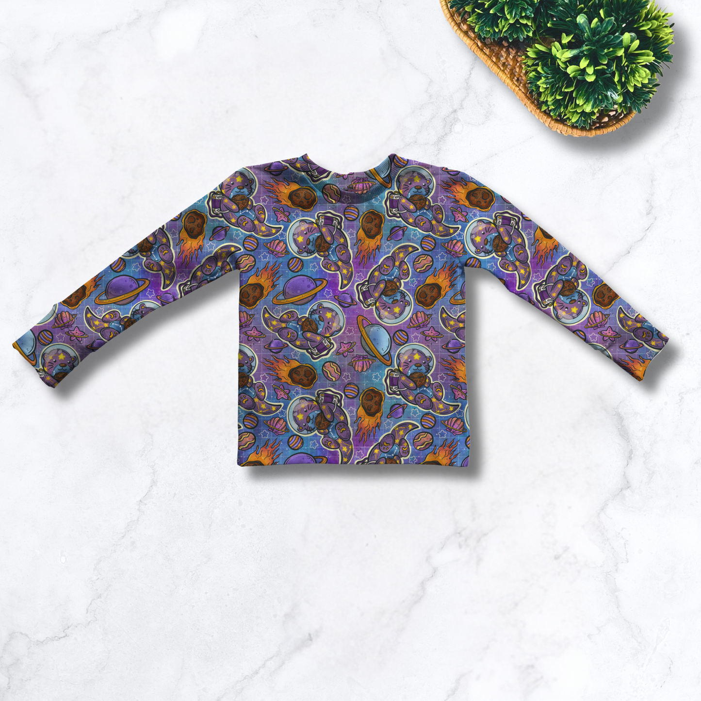 Space Otter Two Piece Sleep Set - Short Sleeve or Long Sleeve