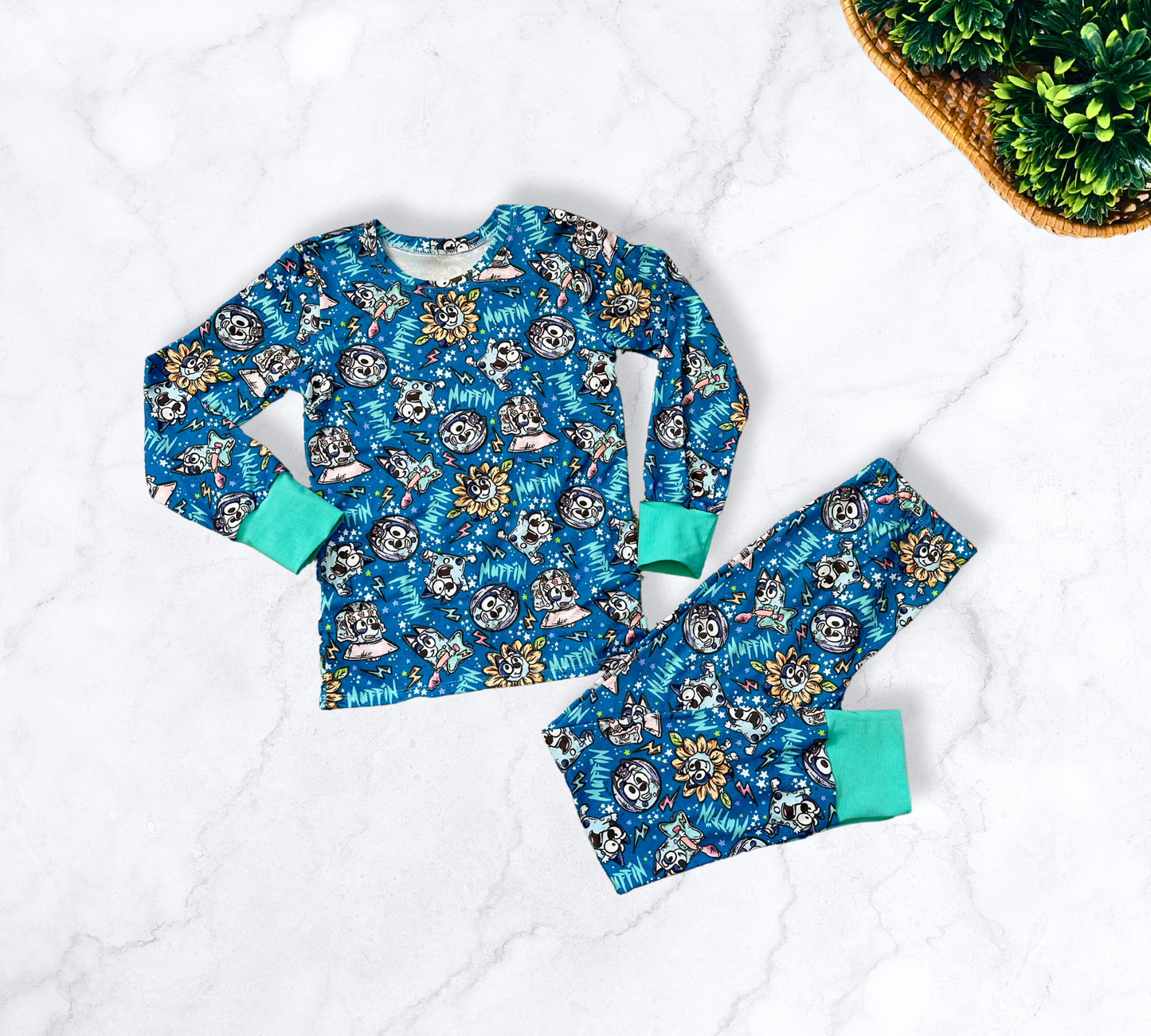 Heeler Muffin Blue Two Piece Sleep Set