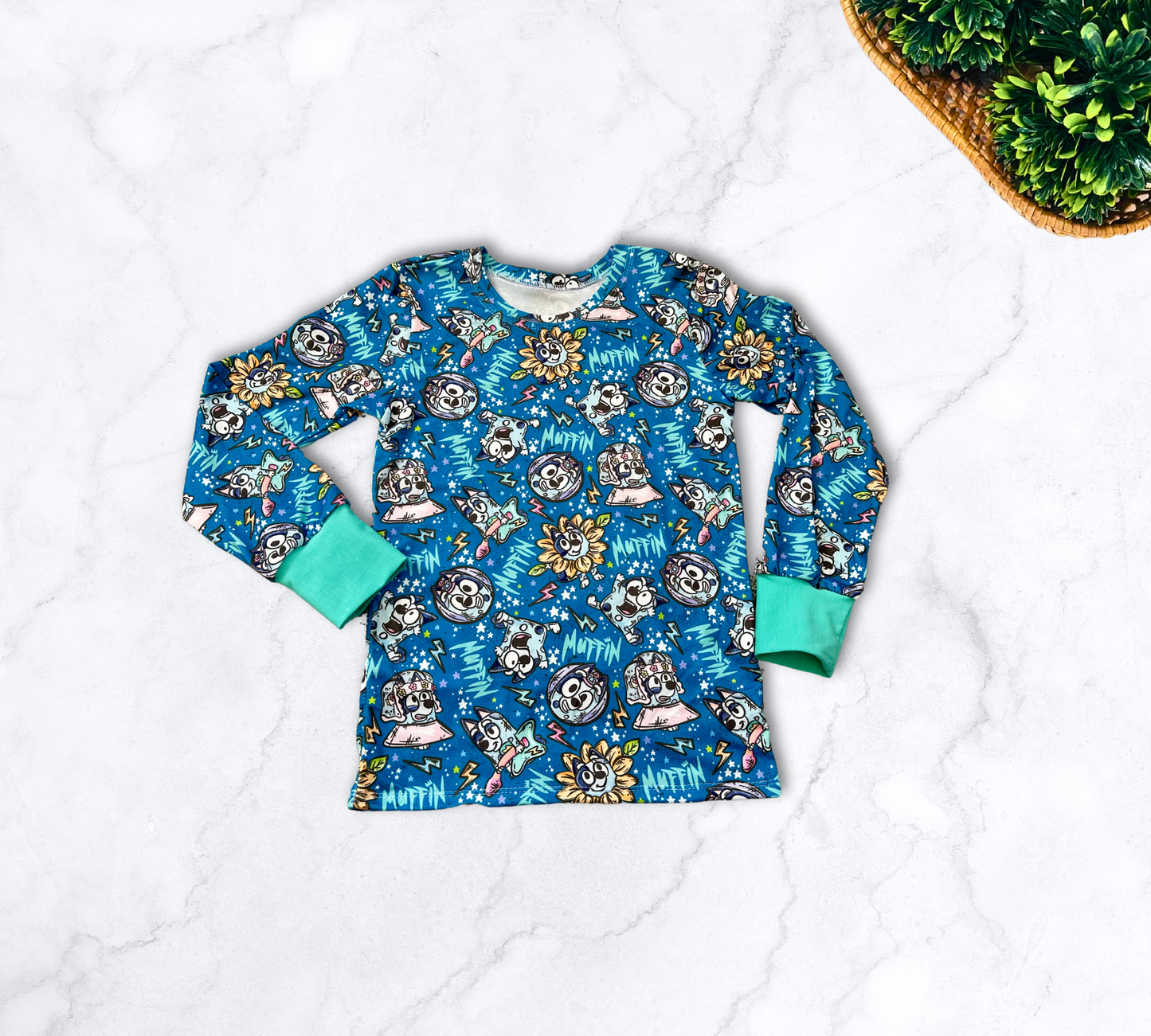 Heeler Muffin Blue Two Piece Sleep Set