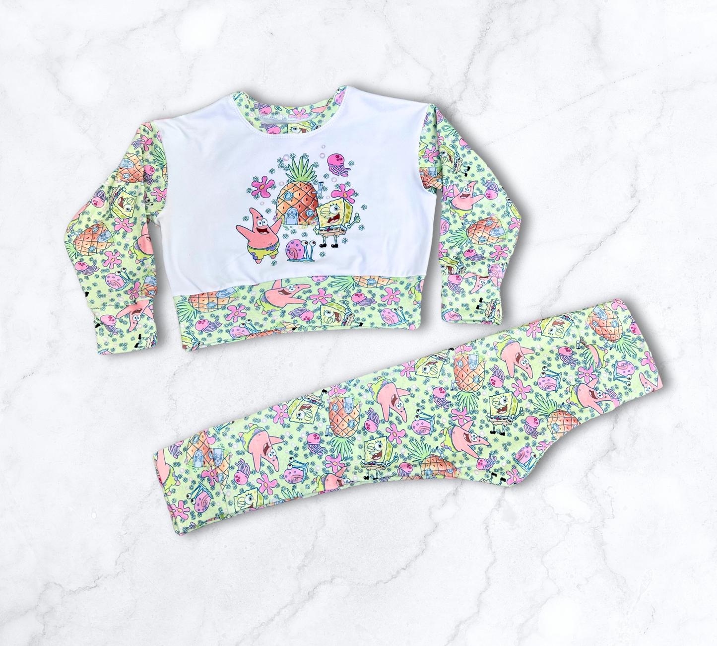 SpongeBob Patrick Long Sleeve Crop Pullover & Active Pant