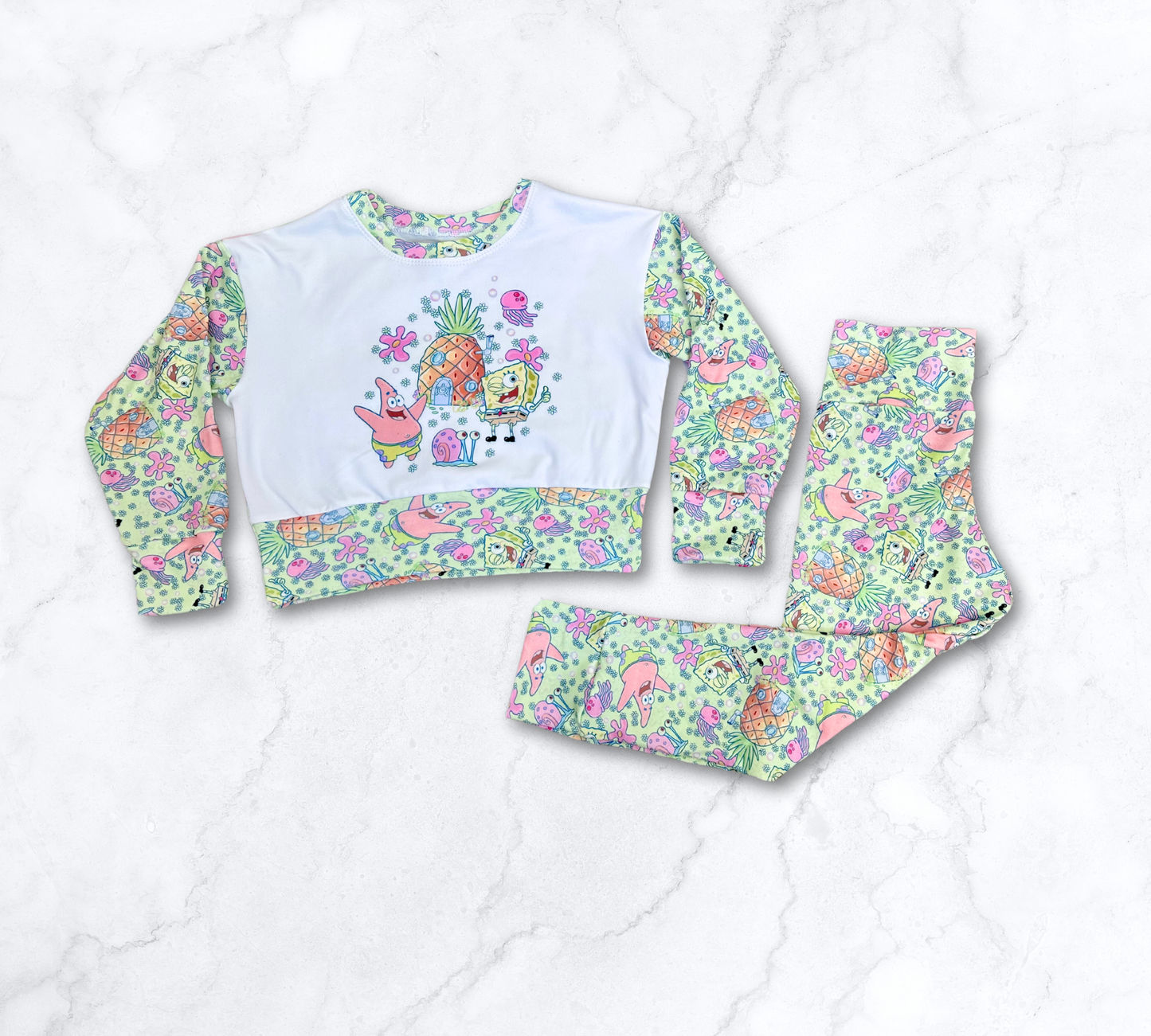 SpongeBob Patrick Long Sleeve Crop Pullover & Active Pant
