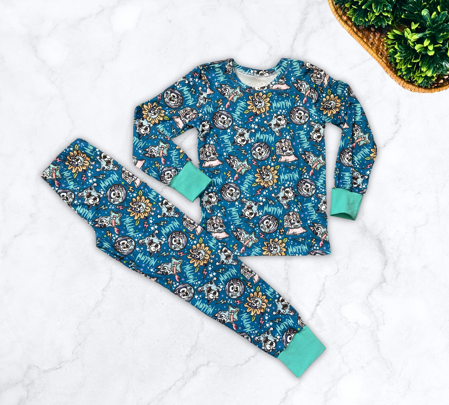 Heeler Muffin Blue Two Piece Sleep Set